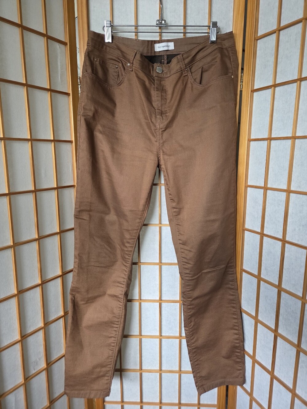 WOMENS IVO NIKKOLO BROWN STRETCH COTTON SKINNY LEG PANTS EU SIZE 42/US 10/M